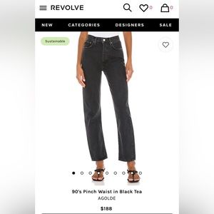 Agolde 90s straight leg black tea size 23